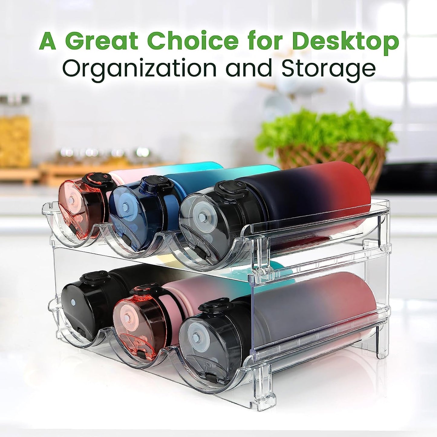 Water Bottle Storage Organizer! Water Bottle Holder for Cabinet, Stackable.