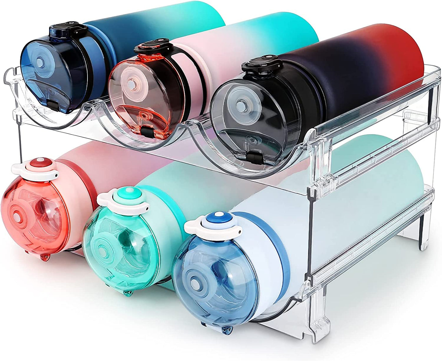 Water Bottle Storage Organizer! Water Bottle Holder for Cabinet, Stackable.