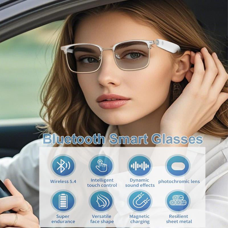 Bluetooth Smart Glasses,Photochromic Sunglasses for Men & Women,Wearable Open Ear Sound Mic & Speaker,Fashion Accessories,Uv and Blue Light Protection