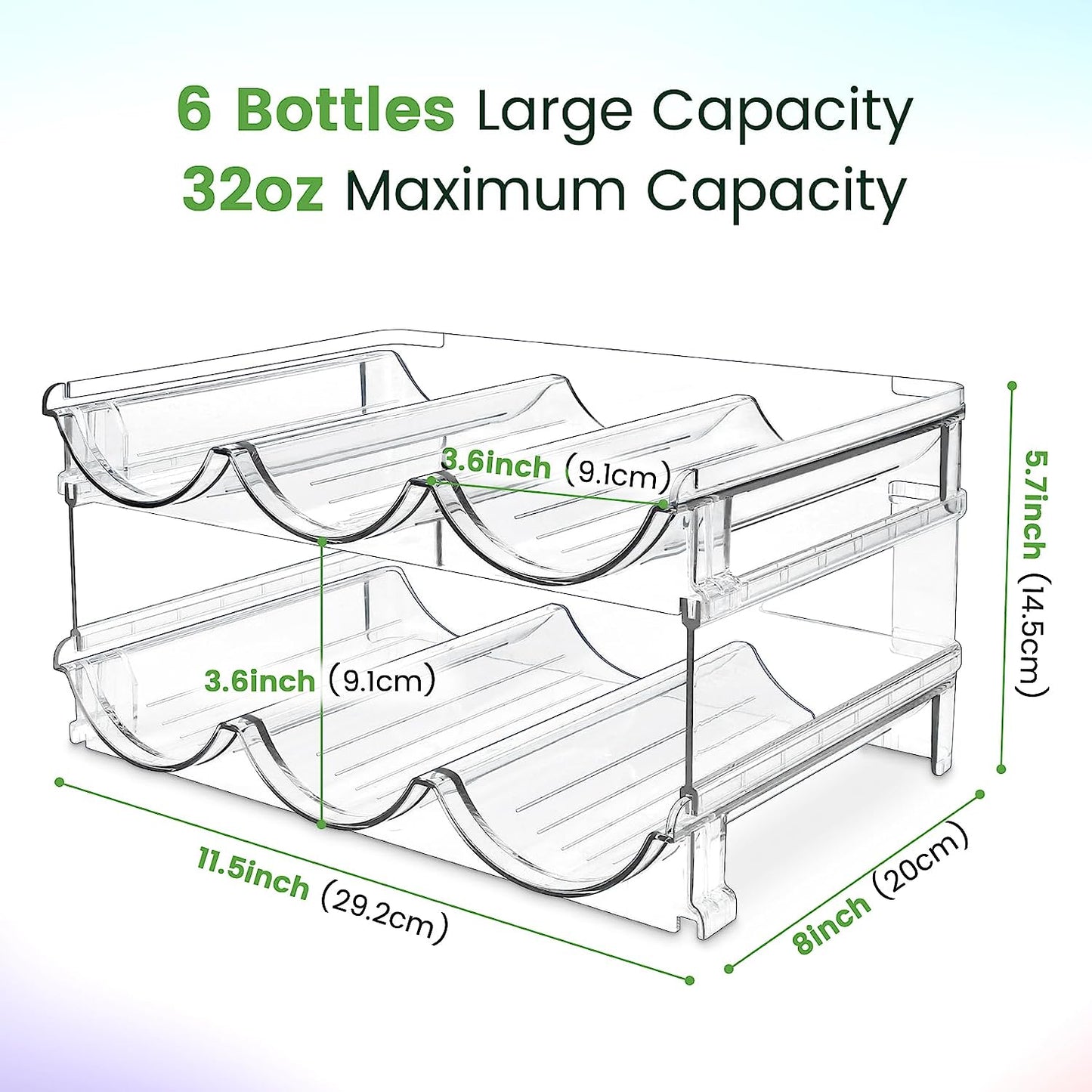 Water Bottle Storage Organizer! Water Bottle Holder for Cabinet, Stackable.