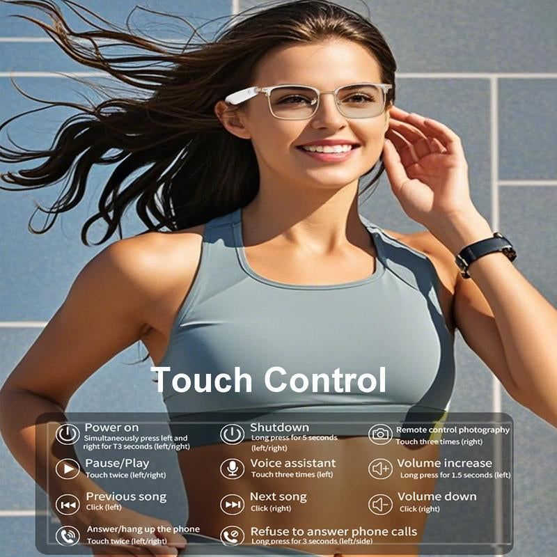 Bluetooth Smart Glasses,Photochromic Sunglasses for Men & Women,Wearable Open Ear Sound Mic & Speaker,Fashion Accessories,Uv and Blue Light Protection