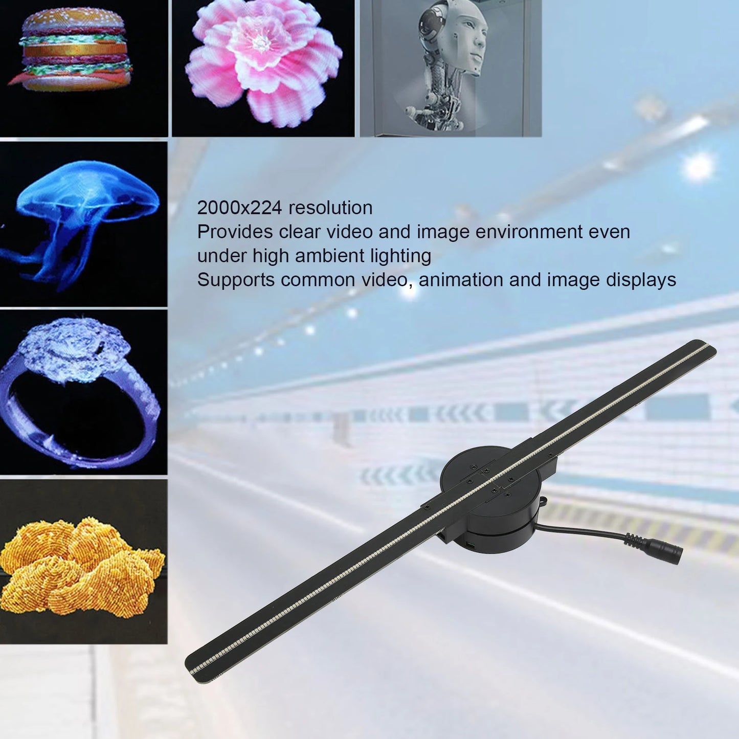 3D Hologram Fan - 16.5Inch, WiFi Enabled & Stunning 224 LED Lights! Perfect for Your Business!