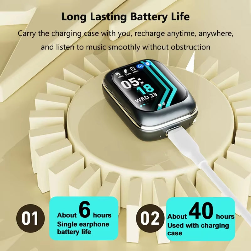Upgrade your audio experience with these wireless Bluetooth earbuds featuring a vibrant touch screen, noise reduction, and gaming info reminders! 🎧✨🎮