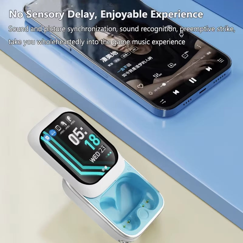 Upgrade your audio experience with these wireless Bluetooth earbuds featuring a vibrant touch screen, noise reduction, and gaming info reminders! 🎧✨🎮