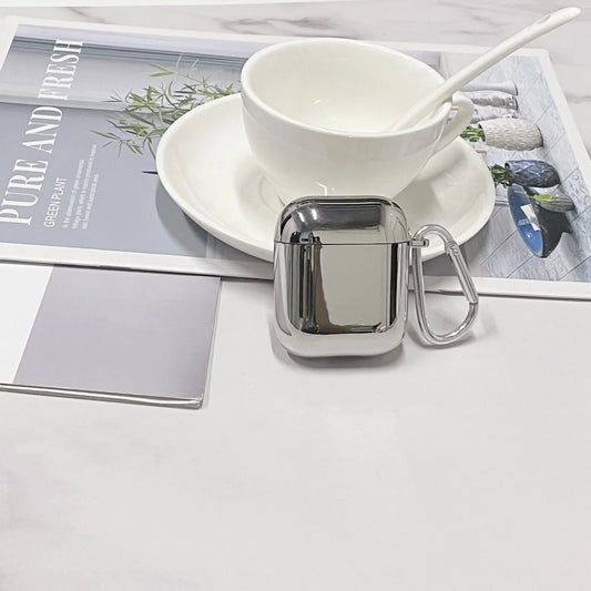 Shiny Silver Electroplate AirPods Case with Keychain - Perfect Protection for Your AirPods 1, 2, 3 & Pro! ✨🎧 #AirPods #TechAccessories