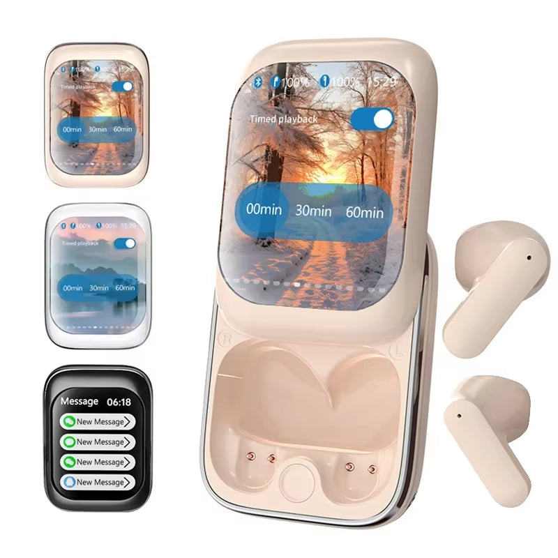 Upgrade your audio experience with these wireless Bluetooth earbuds featuring a vibrant touch screen, noise reduction, and gaming info reminders! 🎧✨🎮