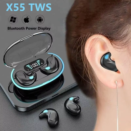 Sleep Better with X55 Wireless Mini Earbuds! 🎧✨ Perfect for Work & Play - Bluetooth, Waterproof, with HD Mic! #TechGadgets #Earbuds