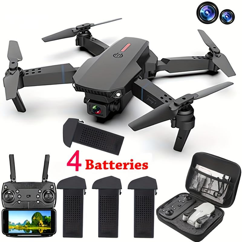 E88 Dual Camera Drone, Wifi FPV Double Folding RC Quadcopter Altitude Hold, Remote Control Toy for Beginners, Ideal Men'S Gift for Outdoor Fun
